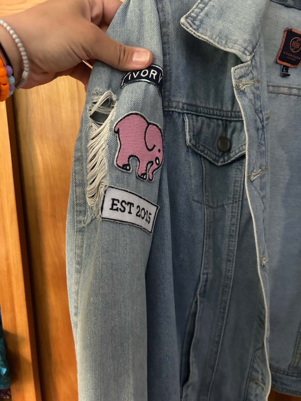 Ivory Ella Light Blue Denim Jacket with Patches - Picture 2 of 4